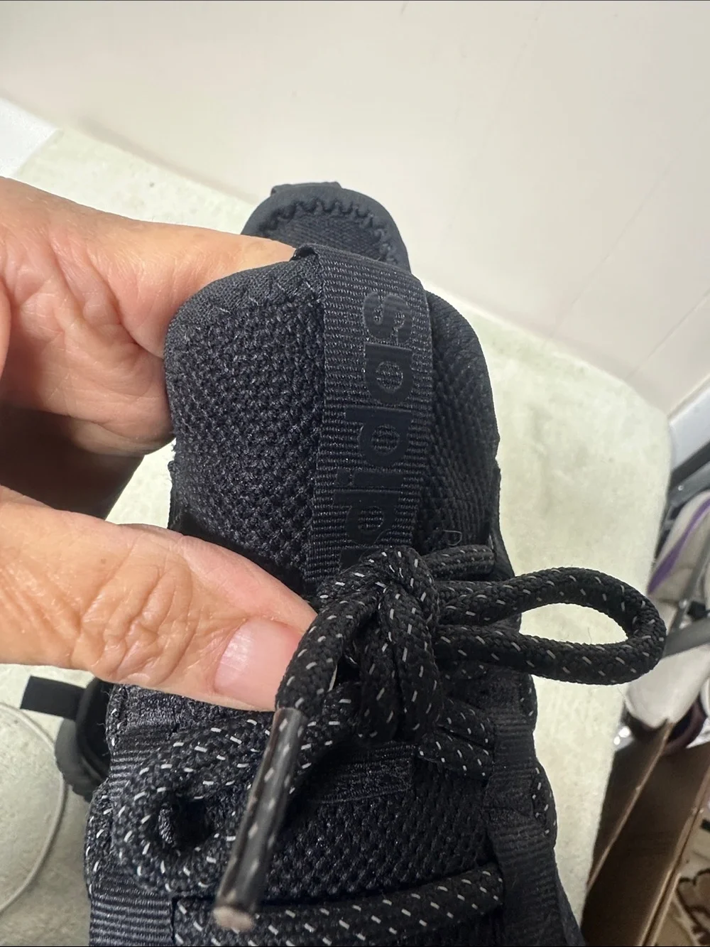 adidas Black Knit Lace-Up Athletic Sneakers with Reflective Accents